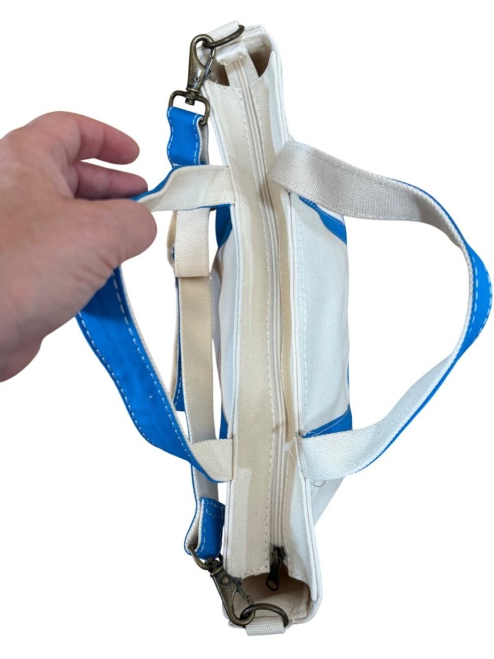 L.L. Bean Boat and Tote Crossbody Pool Blue Straps Exclusive Limited - Picture 3 of 5